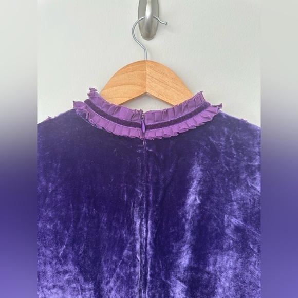 LISOU Gig Ruffle Long Sleeve violet purple Velvet Dress 6 NWT - Picture 8 of 14